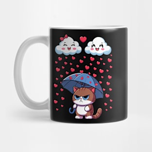 Funny Cute Single Cat Cloud Lovers Valentine's Day Heart Mug